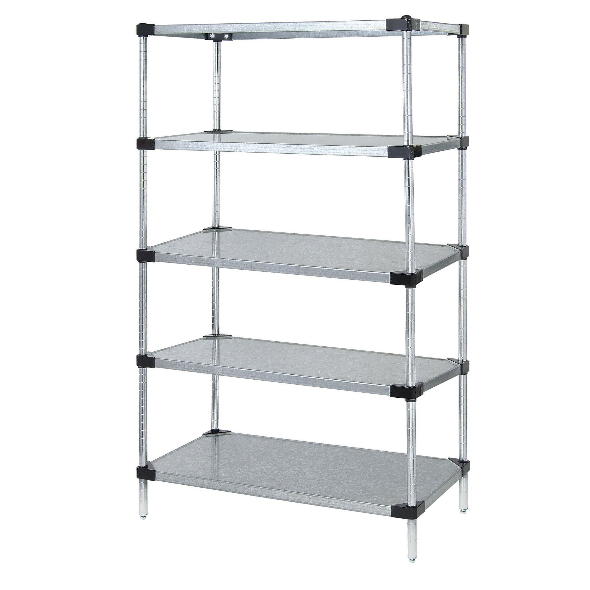 Quantum Storage, Galvanized 5 Solid Shelf Starter Kit 74in., Height 74 in, Width 18 in, Depth 48 in, Model# WR74-1848SG-5